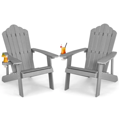Tangkula 2PCS Adirondack Chair HIPS Adirondack Chair W/Cup Holder Realistic Wood Grain Weather Resistant Outdoor Chair For 380 LBS Weight Capacity Black/Navy/White/Teak/Dark Green/Red/Light Grey/Yellow 12 Tangkula 2PCS Adirondack Chair HIPS Adirondack Chair W/Cup Holder Realistic Wood Grain Weather Resistant Outdoor Chair For 380 LBS Weight Capacity Black/Navy/White/Teak/Dark Green/Red/Light Grey/Yellow - Image 12