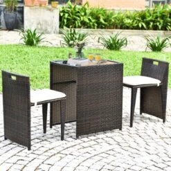 Tangkula 3 PCS Cushioned Wicker Patio Furniture Set Seat Sofa Outdoor No Assembly Brown -Tangkula Shop GUEST 4a3d90df 8a21 4a13 813d 68826b61c326