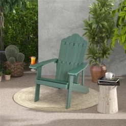Tangkula 2PCS HIPS Adirondack Chair Set with Hidden Cup Holders