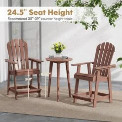 Tangkula Tall Adirondack Chair HDPE Outdoor Bar Stools With Armrests 4.5” Wide Footrest Patio Adirondack Barstools All-Weather Balcony Chairs Brown -Tangkula Shop GUEST 4b2258b4 3245 4632 9819 5a160a29e36f