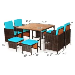 Tangkula 9 PCS Outdoor Patio Dining Set Conversation Furniture W/ Removable Cushions Turquoise 5 Tangkula 9 PCS Outdoor Patio Dining Set Conversation Furniture W/ Removable Cushions Turquoise -Tangkula Shop GUEST 4b53e077 4732 4970 a64c f20088f504bb