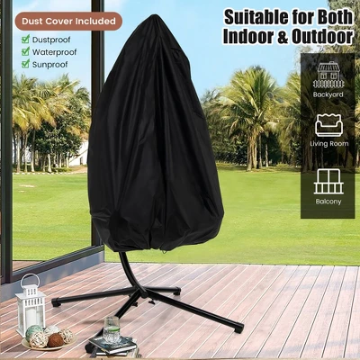 Tangkula Swing Egg Chair Hanging Basket Chair W/Stand Waterproof Cover & Cushion 5 Tangkula Swing Egg Chair Hanging Basket Chair W/Stand Waterproof Cover & Cushion - Image 5