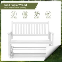 Tangkula 2 Seats Outdoor Glider Bench Poplar Wood Patio Swing Glider Loveseat Chair W/ Armrests -Tangkula Shop GUEST 4c009961 eacb 472b 9d37 4618140cef70