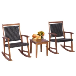 Tangkula 3 PCS Patio Rattan Bistro Set Outdoor Rocking Chairs & Table Set Rustic Brown 9 Tangkula 3 PCS Patio Rattan Bistro Set Outdoor Rocking Chairs & Table Set Rustic Brown -Tangkula Shop GUEST 4c368ae1 484e 4008 9a5d d6f71fabf6dd