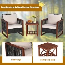Tangkula 3-Piece Rattan Wicker Outdoor Conversation Set with Acacia Wood Table 13 Tangkula 3-Piece Rattan Wicker Outdoor Conversation Set with Acacia Wood Table -Tangkula Shop GUEST 4c5bf753 f2c3 424c b968 f411863a14cc