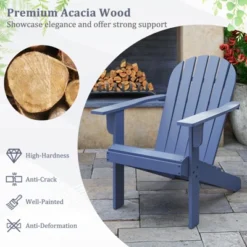 Tangkula 4PCS Patio Adirondack Chair W/ Inclined Seat High Backrest & Wide Armrests