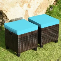 Tangkula Set Of 2 Patio Rattan Ottoman Footrest Garden Outdoor W/ Brown/Turquoise/Navy Cushion 25 Tangkula Set Of 2 Patio Rattan Ottoman Footrest Garden Outdoor W/ Brown/Turquoise/Navy Cushion -Tangkula Shop GUEST 4c7110db 61cb 4898 846c 33749cba105f