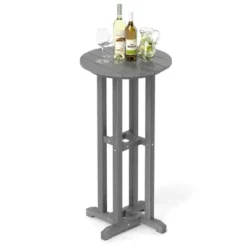 Tangkula 21.5" Round Bar Table Patio HDPE Bar Height Dining Table W/ Slatted Tabletop -Tangkula Shop GUEST 4d13de16 8fb6 40b8 9156 6118be835654