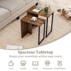 Tangkula Nesting Coffee Table Set Of 2 Modern Accent Sofa Side Tables W/ Faux Wood Top & Heavy Duty Metal Frame -Tangkula Shop GUEST 4d34f2d8 7567 4ed3 bd09 8408933bb5b0