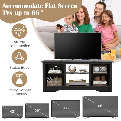 Tangkula 58" TV Stand Entertainment Center W/ 3-Adjustable Shelves For 65" TV Black 7 Tangkula 58" TV Stand Entertainment Center W/ 3-Adjustable Shelves For 65" TV Black - Image 7