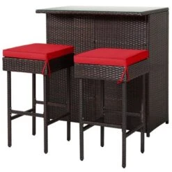 Tangkula 3PCS Patio Wicker Rattan Bar Set Table W/2 Cushioned Stools 19 Tangkula 3PCS Patio Wicker Rattan Bar Set Table W/2 Cushioned Stools -Tangkula Shop GUEST 4d7ebdda 24ee 4227 9f87 6d78fef624b9