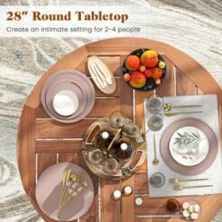 Tangkula 39" Outdoor Acacia Wood Bar Table with Slatted Round Top -Tangkula Shop GUEST 4da436a3 1f9c 4f6b b971 dabe50ec9c72
