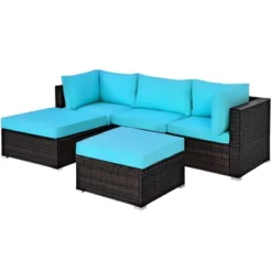 Tangkula 5-Piece Outdoor Patio Sectional Rattan Wicker Conversation Sofa Set With Turquoise/Yellowish Cushions 11 Tangkula 5-Piece Outdoor Patio Sectional Rattan Wicker Conversation Sofa Set With Turquoise/Yellowish Cushions -Tangkula Shop GUEST 4e202e2c 5145 43d4 ac87 944d36777ae5