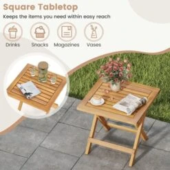 Tangkula 2-Piece Acacia Wood Outdoor Folding Side Table - Portable Patio Bistro Set 13 Tangkula 2-Piece Acacia Wood Outdoor Folding Side Table - Portable Patio Bistro Set -Tangkula Shop GUEST 4e299c11 4dab 46a5 9f62 3a19c1cef197 1