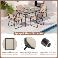 Tangkula 5 PCS Patio Dining Set W/ Wood-like Armrests & Metal Frame For Garden Yard 15 Tangkula 5 PCS Patio Dining Set W/ Wood-like Armrests & Metal Frame For Garden Yard -Tangkula Shop GUEST 4e305663 4fb9 40b5 baf2 047cf6f946c8
