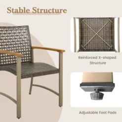 Tangkula Outdoor Rattan Chair Set Of 4 Patio PE Wicker Dining Chairs W/ Acacia Wood Armrests Balcony Poolside 14 Tangkula Outdoor Rattan Chair Set Of 4 Patio PE Wicker Dining Chairs W/ Acacia Wood Armrests Balcony Poolside -Tangkula Shop GUEST 4e662361 da06 4889 87f5 0f70a1b05e7d