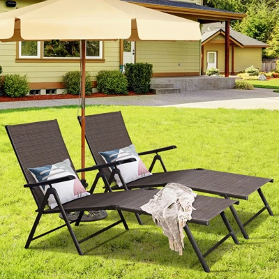 Tangkula 2PCS Chaise Lounge Adjustable Patio Poolside Recliner Chair Outdoor 3 Tangkula 2PCS Chaise Lounge Adjustable Patio Poolside Recliner Chair Outdoor - Image 3