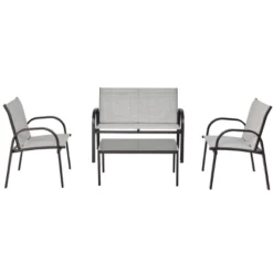 Tangkula 4PCS Chairs Set Coffee Table Patio Garden Modern Furniture Brand New