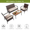 Tangkula 4PCS Cushioned Rattan Patio Conversation Set Outdoor Furniture Set