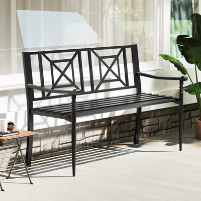 Tangkula 50-Inch Metal Patio Garden Bench, Heavy-Duty Outdoor Loveseat 1 Tangkula 50-Inch Metal Patio Garden Bench, Heavy-Duty Outdoor Loveseat