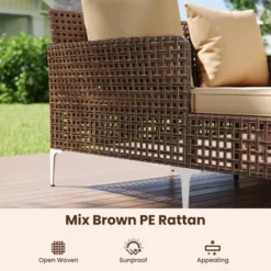 Tangkula Outdoor Rattan Double Daybed Wicker Chaise Lounge For 2 W/ Seat & Back Cushions -Tangkula Shop GUEST 4edf73c1 4023 4261 9136 681afca9ba34