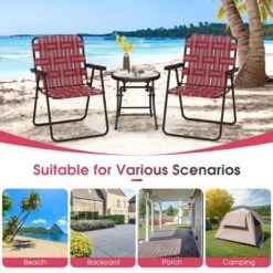 Tangkula Set Of 4 Patio Folding Web Chair Set Portable Beach Camping Chair Red -Tangkula Shop GUEST 4ee2865f ef88 4291 b838 e5f7442b534b
