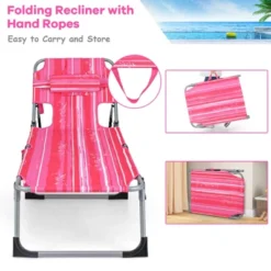 Tangkula Lounge Chair Beach Chair W/ Face Arm Hole Detachable Pillow Adjustable Backrest Side Pocket Outdoor Folding Chaise Sunbathing Chair Hot Pink 15 Tangkula Lounge Chair Beach Chair W/ Face Arm Hole Detachable Pillow Adjustable Backrest Side Pocket Outdoor Folding Chaise Sunbathing Chair Hot Pink -Tangkula Shop GUEST 4ef5e133 3e23 4c5f b8bf fde1a90f1387 1
