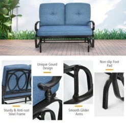 Tangkula 2-Person Outdoor Bench Patio Swing Glider Chair With Cushions Rocking Chair Cushioned Sofa -Tangkula Shop GUEST 4f052ec6 e8d0 48df 89da 73746995ed20