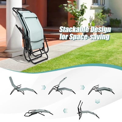 Tangkula 2 PCS Outdoor Chaise Lounge Folding Stacking Reclining Chairs 4 Tangkula 2 PCS Outdoor Chaise Lounge Folding Stacking Reclining Chairs - Image 4