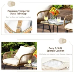 Tangkula 3-Piece Patio Rattan Furniture Set with Armchairs & Coffee Table 9 Tangkula 3-Piece Patio Rattan Furniture Set with Armchairs & Coffee Table -Tangkula Shop GUEST 4f7a3bd3 42b0 4ed6 9774 0421fec87073