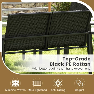 Tangkula 4 PCS Patio Furniture Set Heavy Duty Galvanized Metal Frame Wicker Table Black 7 Tangkula 4 PCS Patio Furniture Set Heavy Duty Galvanized Metal Frame Wicker Table Black - Image 7
