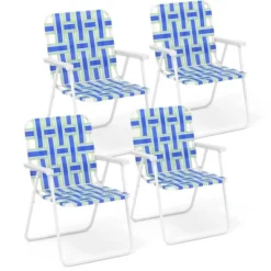 Tangkula 4-Piece Folding Webbing Beach Chair Set - Lightweight Blue Camping & Lawn Seats -Tangkula Shop GUEST 4f92ad19 49d7 4bc3 b40b 684d41b10480