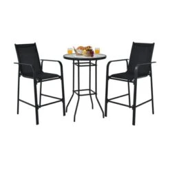 Tangkula 3 PCS Patio Bistro Set Outdoor Table & Chairs Set W/Tempered Glass Top Black 7 Tangkula 3 PCS Patio Bistro Set Outdoor Table & Chairs Set W/Tempered Glass Top Black -Tangkula Shop GUEST 4fa39197 d19d 4b32 ab10 cb5aeb4e05dd