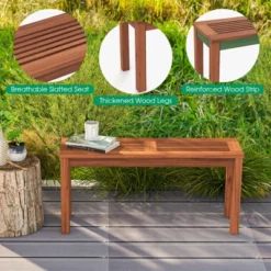 Tangkula 39.5" Solid Wood Patio Bench - Durable 2-Person Slatted Outdoor Seating -Tangkula Shop GUEST 4fc736f9 ed33 4b8a 844b a9ec1720cefd
