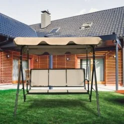 Tangkula Brown Outdoor Swing Canopy Patio Swing Chair 3 Person Canopy Hammock -Tangkula Shop GUEST 4fd9ca20 cbf8 4e2e aa9c 1f4d02fdef25