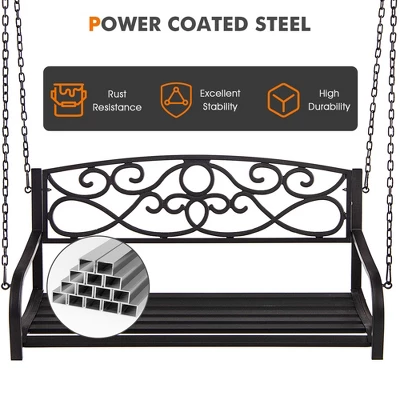 Tangkula Patio Hanging Porch Swing Outdoor 2-Person Metal Swing Bench Chair W/ Chains 6 Tangkula Patio Hanging Porch Swing Outdoor 2-Person Metal Swing Bench Chair W/ Chains - Image 6
