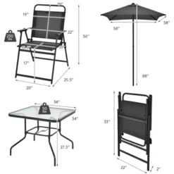 Tangkula 6-Piece Patio Dining Set with Umbrella, Folding Chairs, and Glass Table -Tangkula Shop GUEST 50763ace fda3 4bc2 a7c9 914a88e714b7