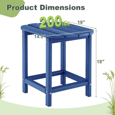 Tangkula 2-Piece Weather-Resistant Adirondack Side Tables - Durable HDPE Navy 6 Tangkula 2-Piece Weather-Resistant Adirondack Side Tables - Durable HDPE Navy - Image 6