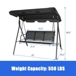 Tangkula 3-Person Outdoor Porch Swing Chair with Adjustable Canopy -Tangkula Shop GUEST 50ca1ca7 1bc5 44b9 85ae 91066f36db93