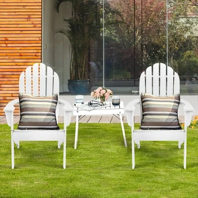 Tangkula 2-Piece Classic Acacia Wood Adirondack Chair Set - White 2 Tangkula 2-Piece Classic Acacia Wood Adirondack Chair Set - White - Image 2
