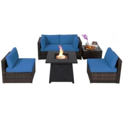 Tangkula 6-Piece Patio Furniture Set with 30-inch Propane Fire Pit Table -Tangkula Shop GUEST 51285788 5fd4 4c18 8508 add2b00f1a60