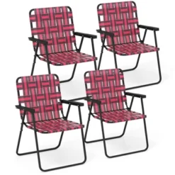 Tangkula Set Of 4 Patio Folding Web Chair Set Portable Beach Camping Chair Red -Tangkula Shop GUEST 512cea73 1e74 474d 9e47 68dbabf29564