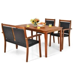 Tangkula 4-Piece Outdoor Acacia Wood & Rattan Dining Set with Umbrella Hole 18 Tangkula 4-Piece Outdoor Acacia Wood & Rattan Dining Set with Umbrella Hole -Tangkula Shop GUEST 5146e82b 3d57 4912 a181 5131a44436d7
