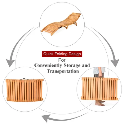 Tangkula Set Of 2 Folding Wood Lounge Outdoor Wooden Chaise Chair With Cushion 4 Tangkula Set Of 2 Folding Wood Lounge Outdoor Wooden Chaise Chair With Cushion - Image 4
