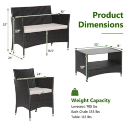 Tangkula 4PCS Outdoor Sofa Set Patio Rattan Wicker Conversation Set W/ Coffee Table -Tangkula Shop GUEST 51748946 c72f 4d80 b2ce f3a05bd1dbc3