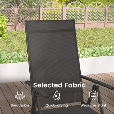 Tangkula 4-Piece Patio Folding Dining Chairs with 7-Level Adjustable High Backrest 2 Tangkula 4-Piece Patio Folding Dining Chairs with 7-Level Adjustable High Backrest - Image 2