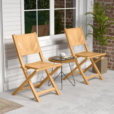 Tangkula 2 PCS Folding Patio Chairs W/ Inclined Backrest Teak Wood Outdoor Dining Chairs 1 Tangkula 2 PCS Folding Patio Chairs W/ Inclined Backrest Teak Wood Outdoor Dining Chairs