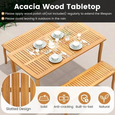 Tangkula 63" Outdoor Dining Table with Slatted Acacia Wood Tabletop 4 Tangkula 63" Outdoor Dining Table with Slatted Acacia Wood Tabletop - Image 4