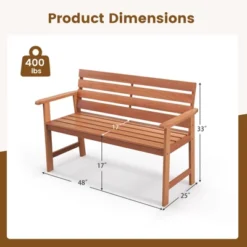 Tangkula Hardwood Patio Bench Wood 2-Seat Chair W/ Slatted Seat & Inclined Backrest Ergonomic Patio -Tangkula Shop GUEST 5242d2ee f049 45e5 9b7e 8e561810315f