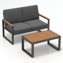 Tangkula 2 PCS Patio Aluminum Furniture Set Cushioned Sectional Sofa W/ Coffee Table -Tangkula Shop GUEST 527d2a0c 08af 4452 b653 c518000d467e